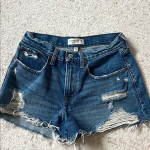 Abercrombie Boyfriend Curve Love Distressed Denim Shorts